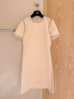 Valentino Cream White Pearl and Rhinestone Evening Dress