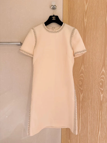 Valentino Cream White Pearl and Rhinestone Evening Dress