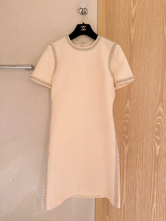 Valentino Cream White Pearl and Rhinestone Evening Dress