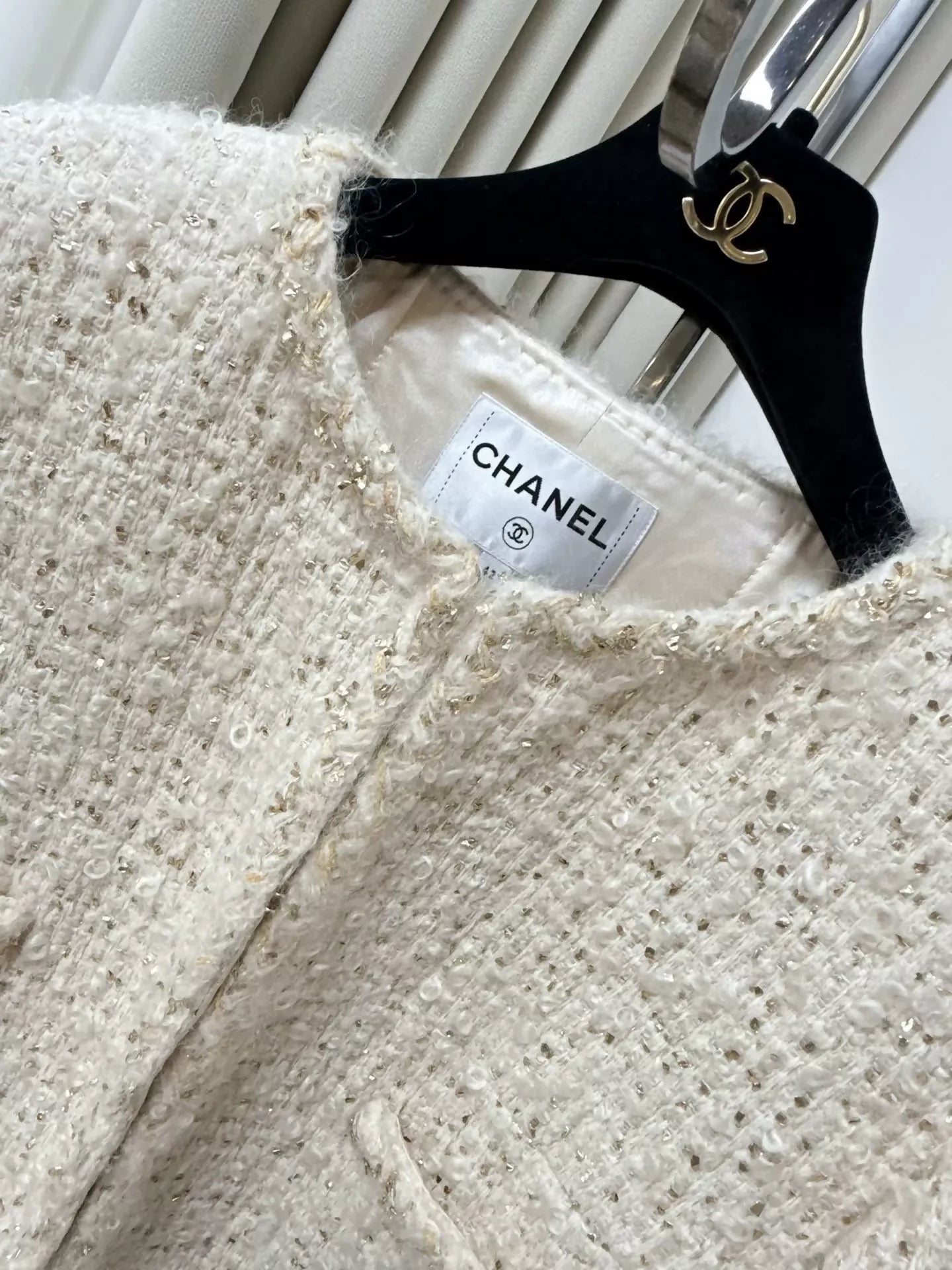 Chanel 19A ecru tweed jacket