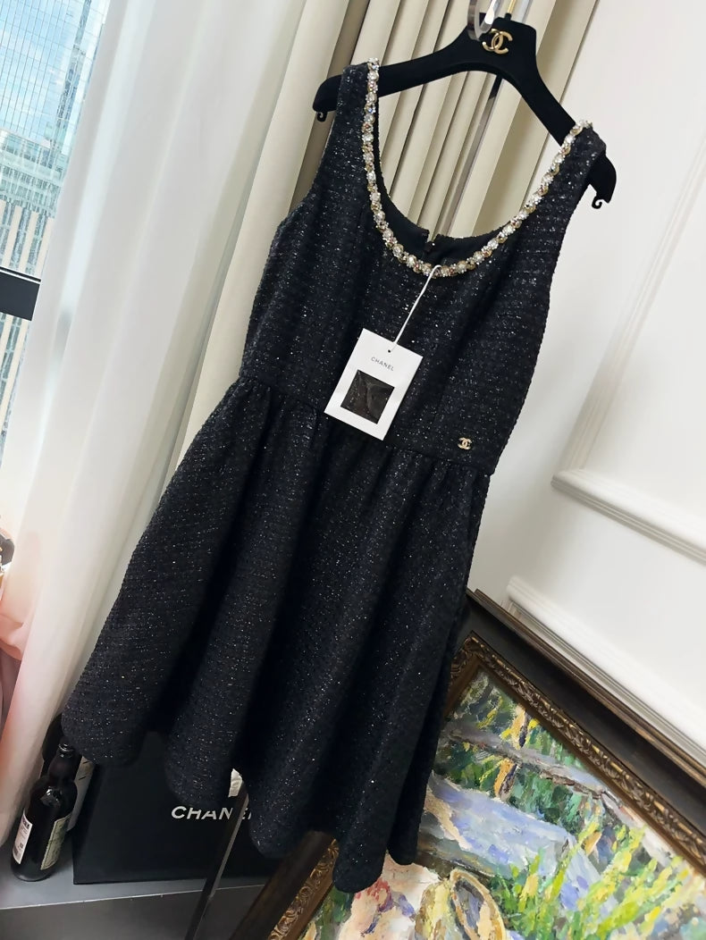 Chanel 23S black tweed dress