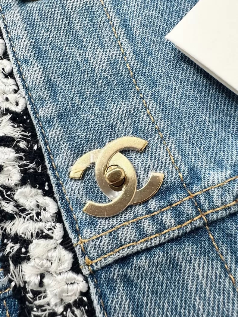 Chanel 26s blue tweed denim jacket