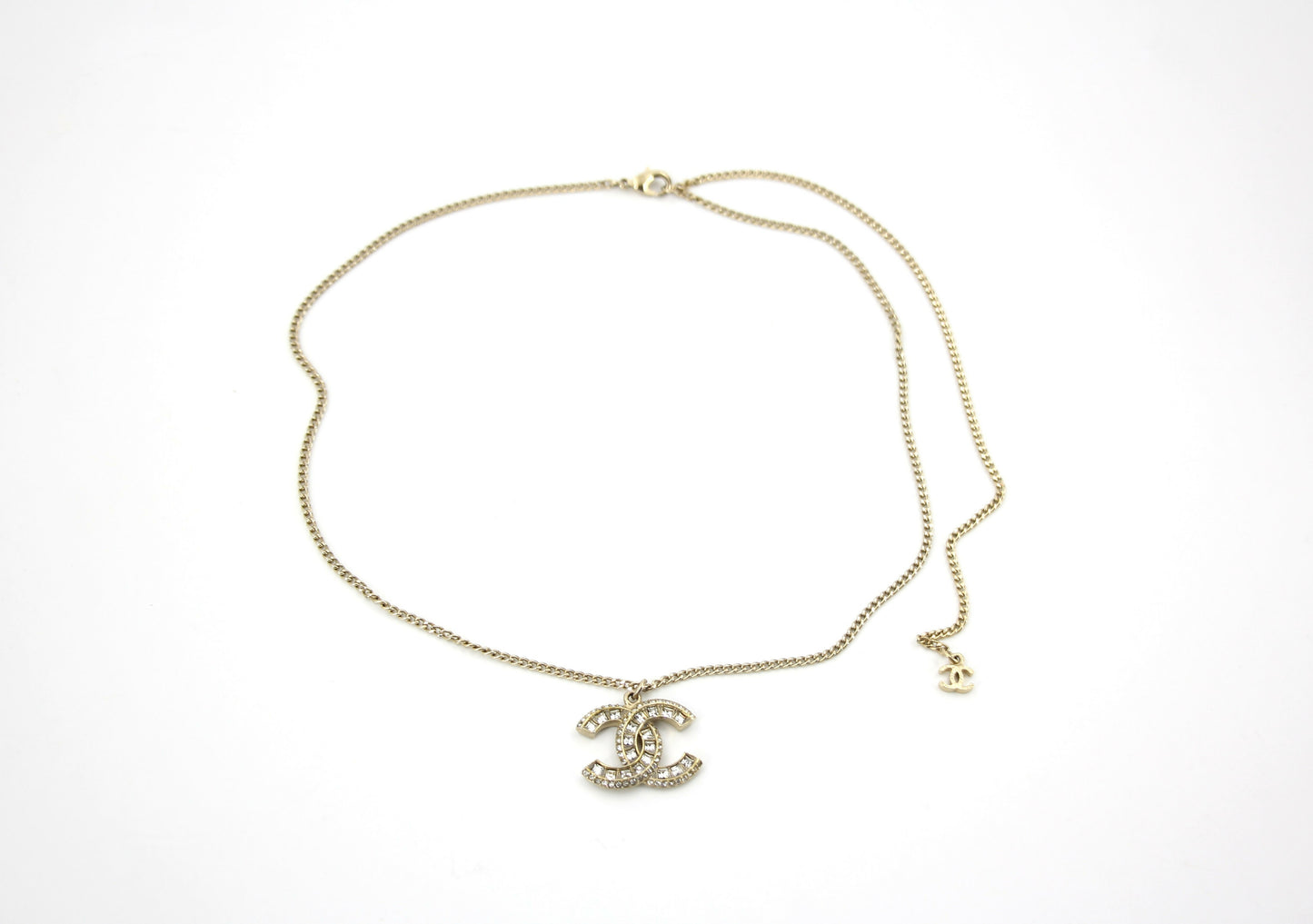 Chanel F16V Rhinestone Classic CC Double-Sided Chain Adjustable Clasp Necklace