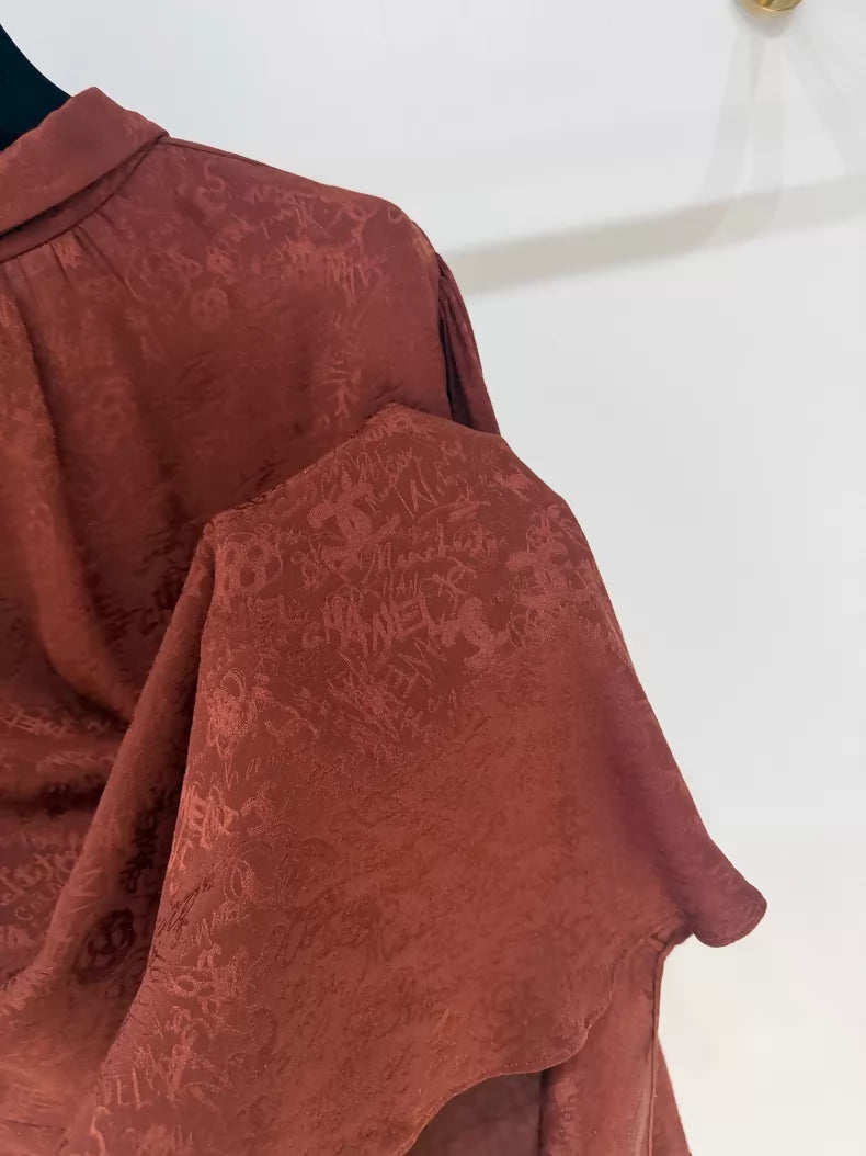 Chanel 24A burgundy double C print reversible shirt