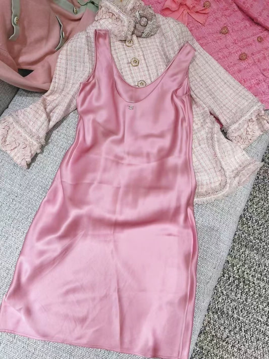 Chanel pink silk dress
