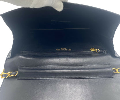 RARE Vintage 1984 Chanel Black Croc Flap Bag 24K Gold Hardware