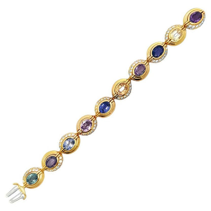 Bvlgari Certified Natural Unheated Multi Color Sapphire and Diamond Bracelet