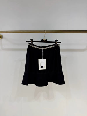 Chanel 26P Black Striped Metallic Double C Logo Short