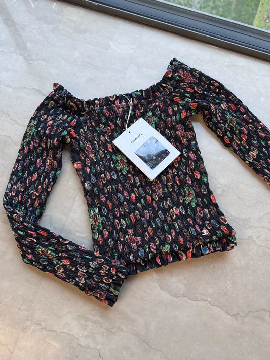 Chanel 21C print pleated top