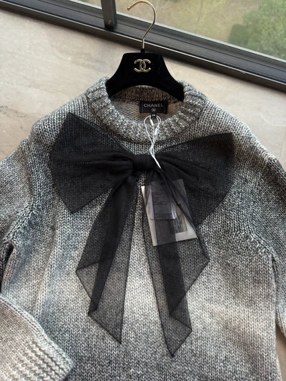 Chanel 24k black & gold bow top