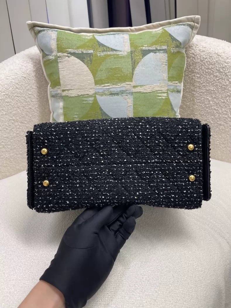 Chanel 25A black sequined tweed 25 bag