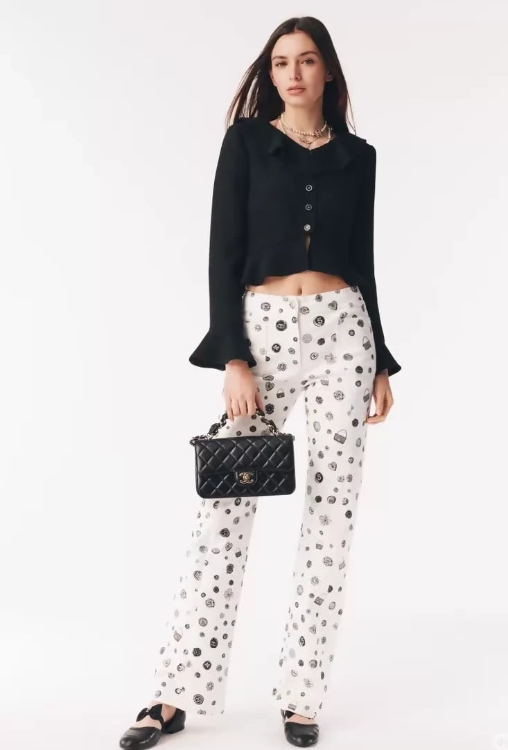 Chanel 25B black silk cardigan