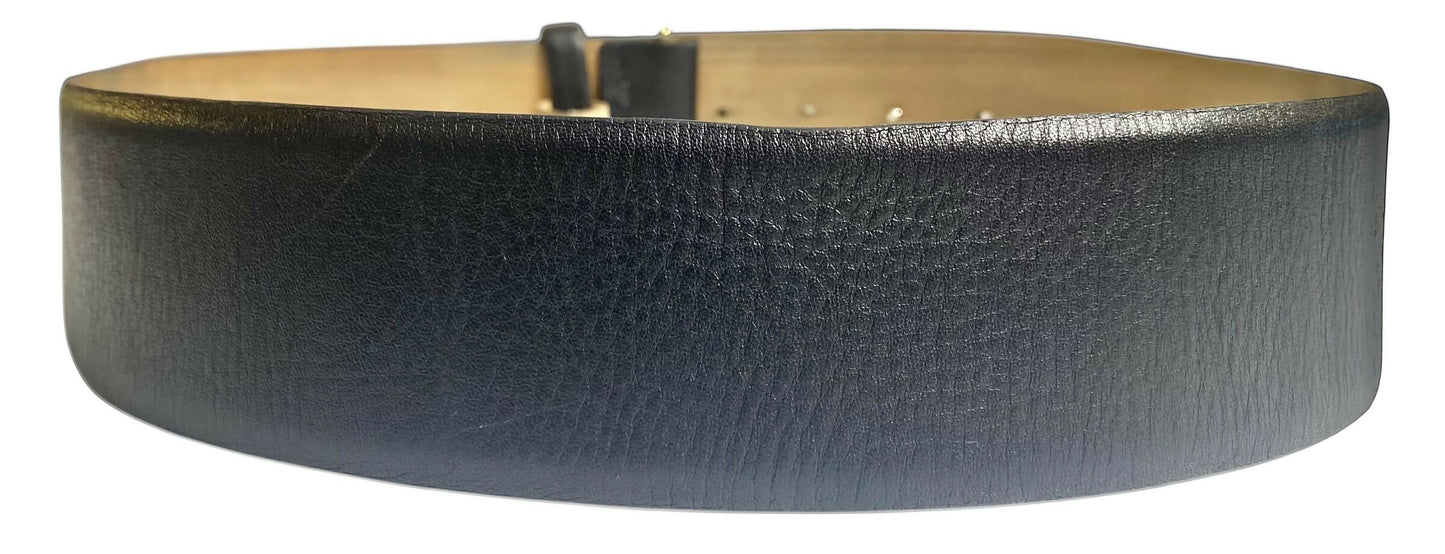 Chanel 06A Extra Wide Black Lambskin Leather Oval CC Silver Buckle Belt Size 85/34