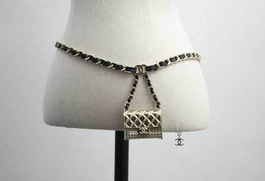 Chanel B21S Metal Handbag Leather Chain Waist Chain 90cm
