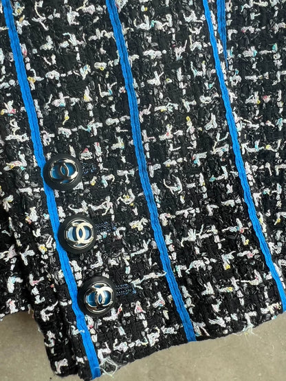 Chanel 20p blue tweed jacket