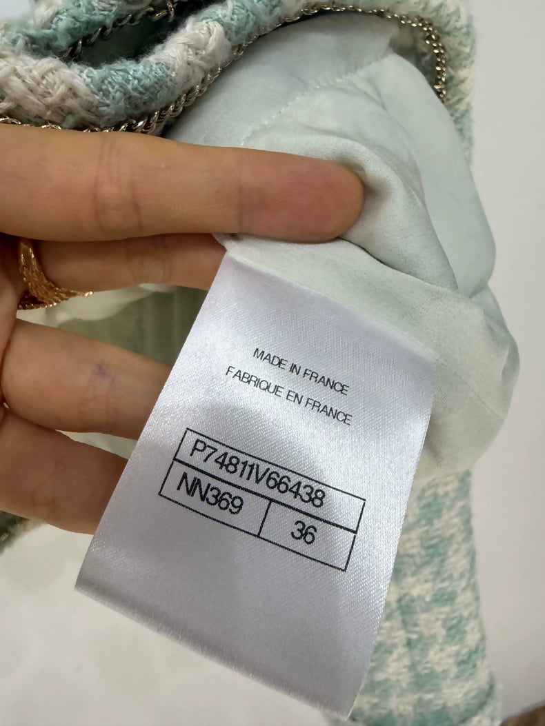 Chanel 23S green Mint tweed Jacket