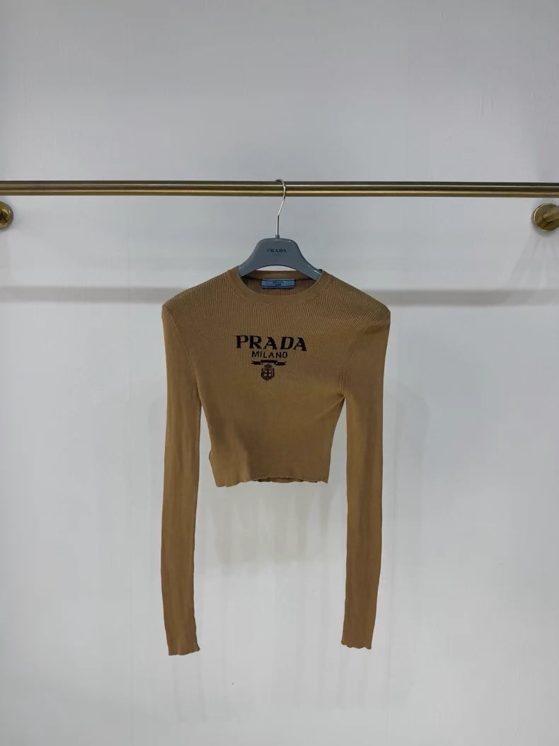 Prada 2025 Khaki Cropped Sweater
