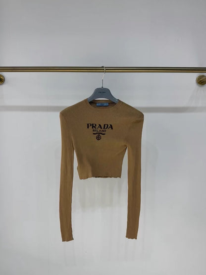 Prada 2025 Khaki Cropped Sweater