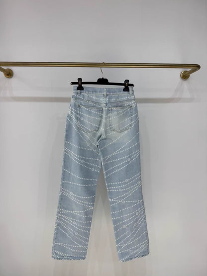 Chanel 25P straight leg pearl double C jeans