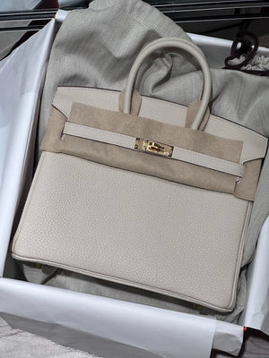 Hermes Birkin 25 craie Togo leather gold harwdare