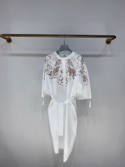 Hermes 2025 Spring/Summer new embroidered dress,