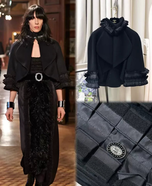 Chanel 2014/15 Paris-Salzburg Black Cashmere Cape Coat