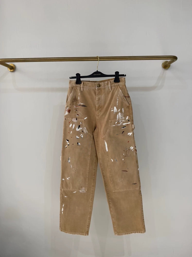 Louis Vuitton 26 Print Embroidered Denim Cargo Pants
