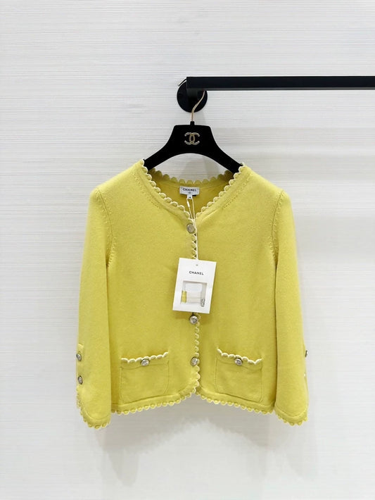 Chanel 25C yellow knit cardigan