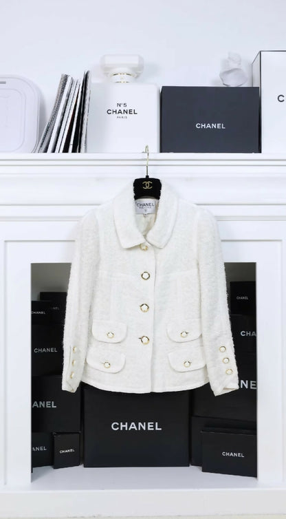 Chanel 1992 ecru camellia jacket
