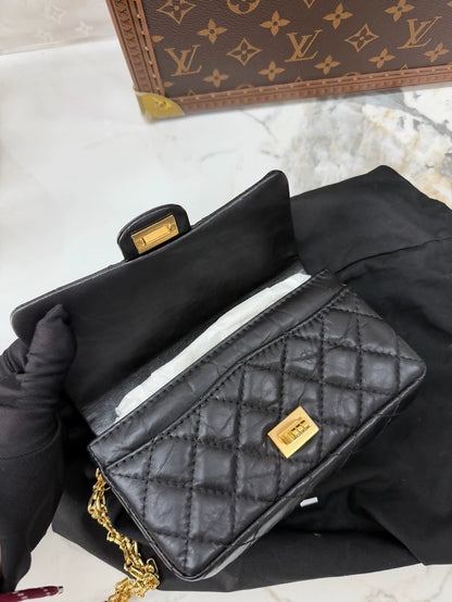 Chanel 2.55 Black and Gold Leather Mini Waist Bag Bag,