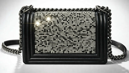 Chanel 14P Swarovski Crystals Small Black Leather Boy Bag