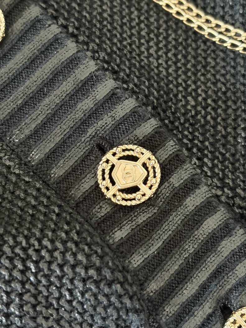 Chanel 08P  Metal Chain Off-Shoulder cardigan