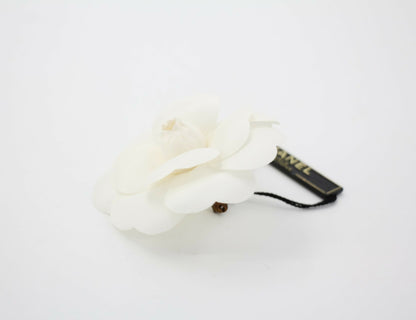 Chanel Vintage 81-85 Silk Small Size White Camellia Brooch