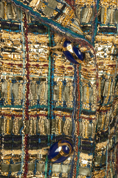 Chanel Gold & Blue Tweed Jacket – Pre-Fall 2019 Collection