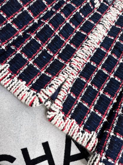 Chanel 19K Red and Blue Tweed Jacket