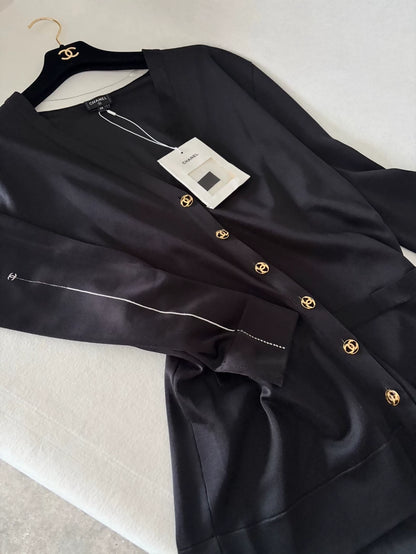 Chanel 26S Black Silk Cardigan