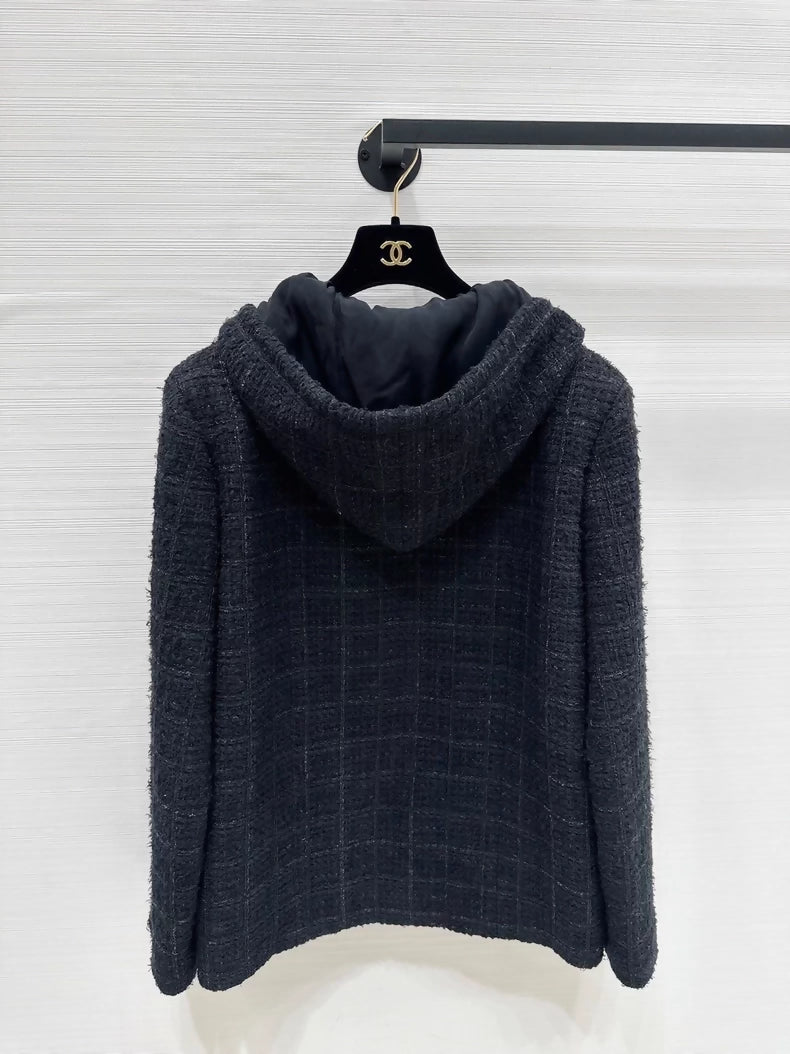 Chanel 25B black hooded jacket