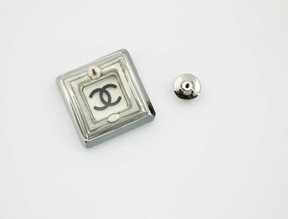 Chanel Vintage 05A Resin Mirrored Square Coco Mark Translucent Brooch