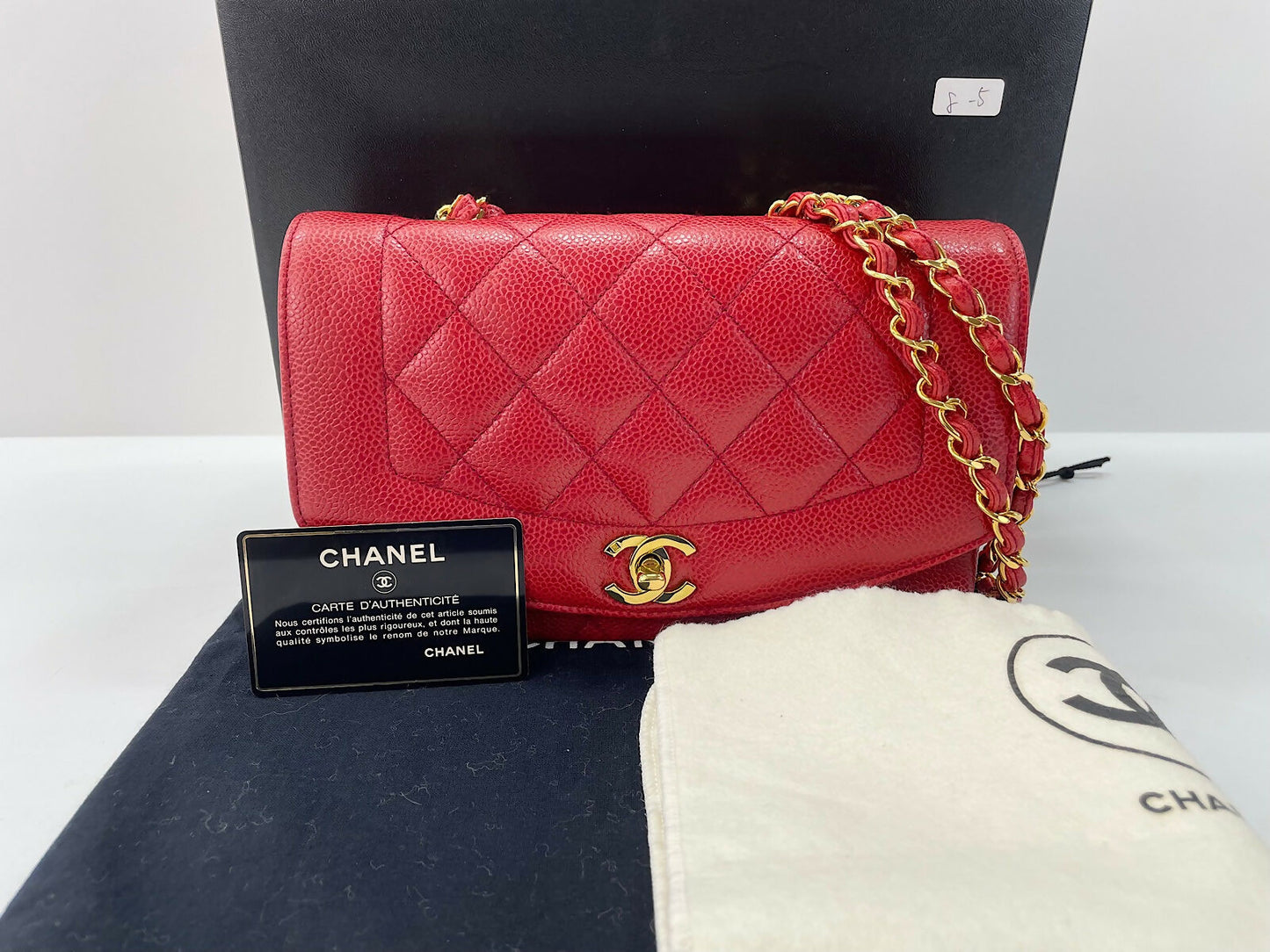 Chanel Vintage 91-94 Caviar Leather Red Diana Flap Bag