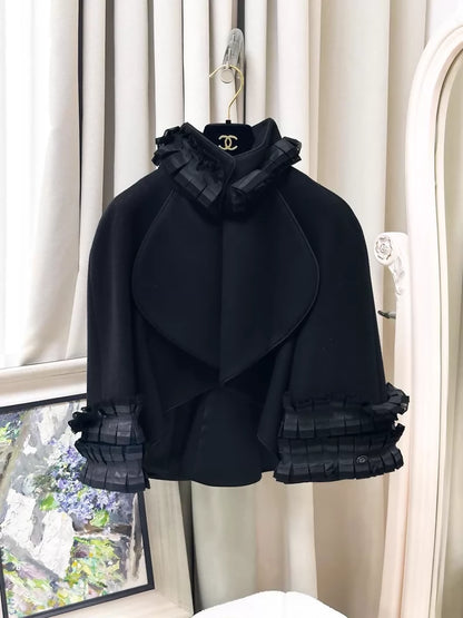 Chanel 2014/15 Paris-Salzburg Black Cashmere Cape Coat