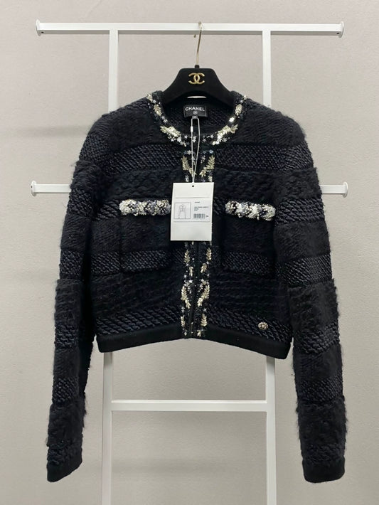 Chanel 20A Black Knit cardigan