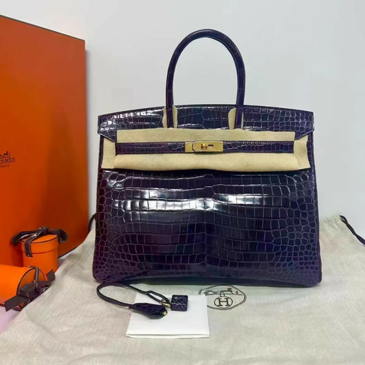 Hermès Birkin 35 – Purple Inverted V Crocodile (2)