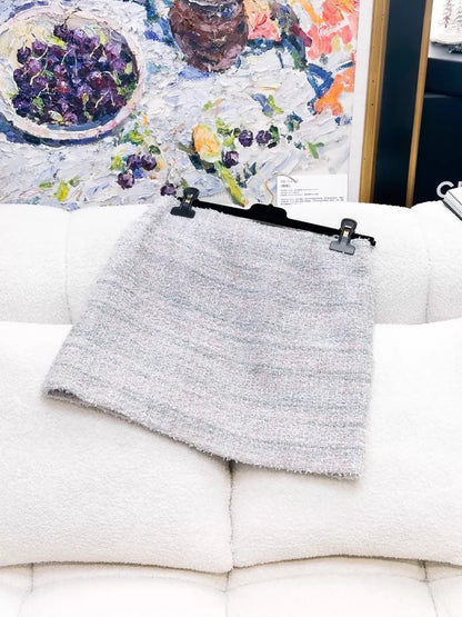 Chanel 25P purple iridescent tweed skirt