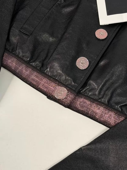Chanel 24C Black and Pink Leather Jacket