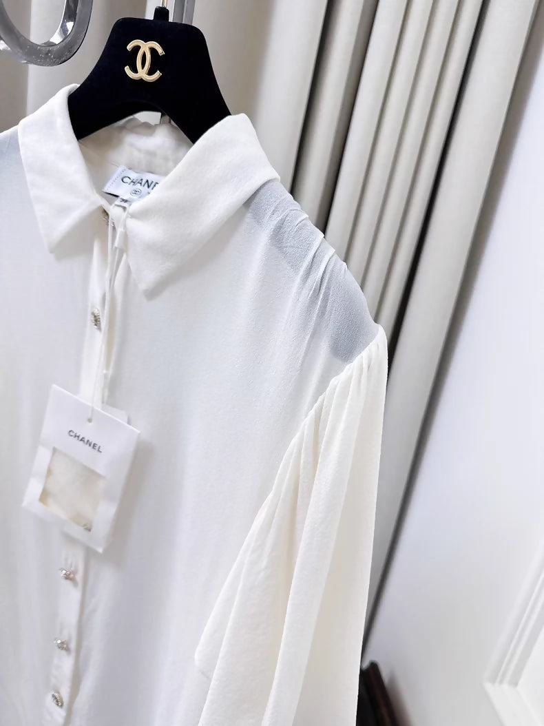 Chanel 25S off-white silk shirt