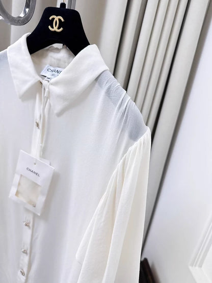Chanel 25S off-white silk shirt