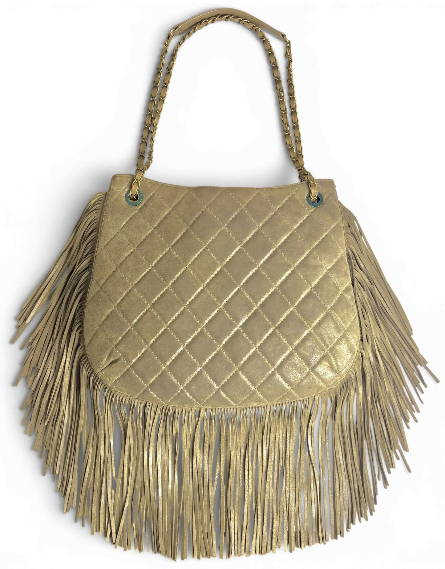 Chanel 14A Paris Dallas Iridescent Taupe Brown Nubuck Classic Hobo Shopper Tote Bag