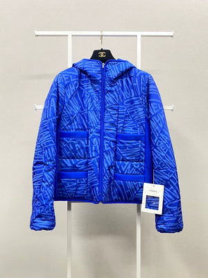 Chanel 21N Ski Series Royal Blue Letter Print Hooded Jacket