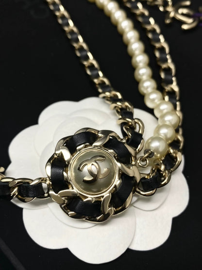 Chanel 18K multi-layer pearl leather chain belt