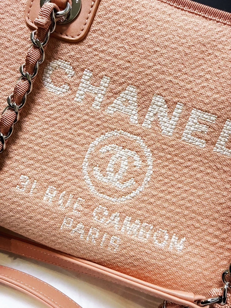 Chanel 22C Orange-Pink Mixed Color Beach Bag